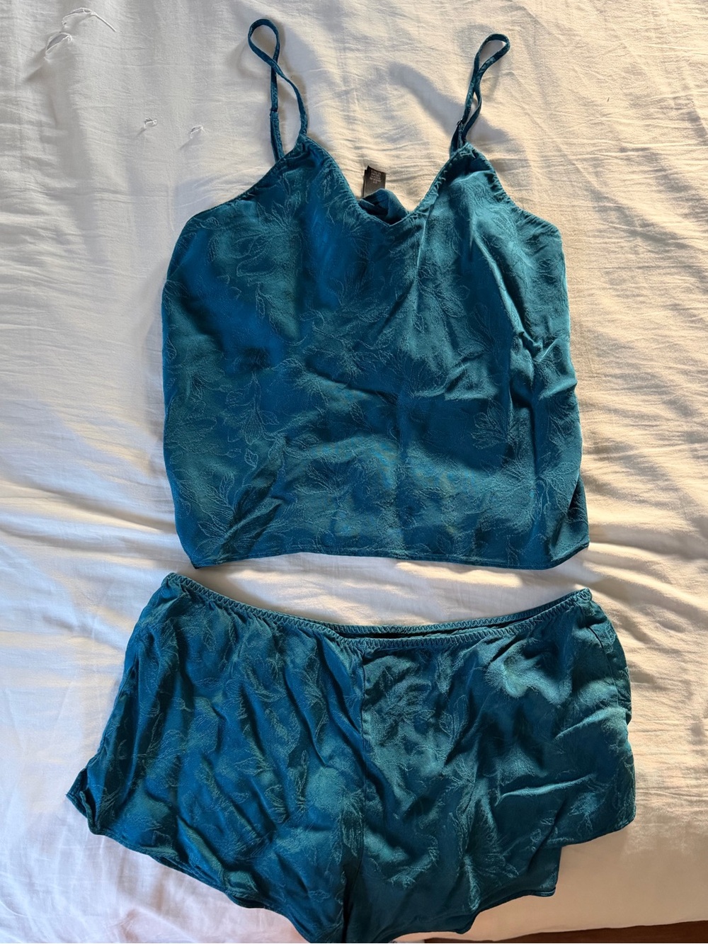 victoria secret Blue Floral Jacquard Cami and Shorts Pajama Set